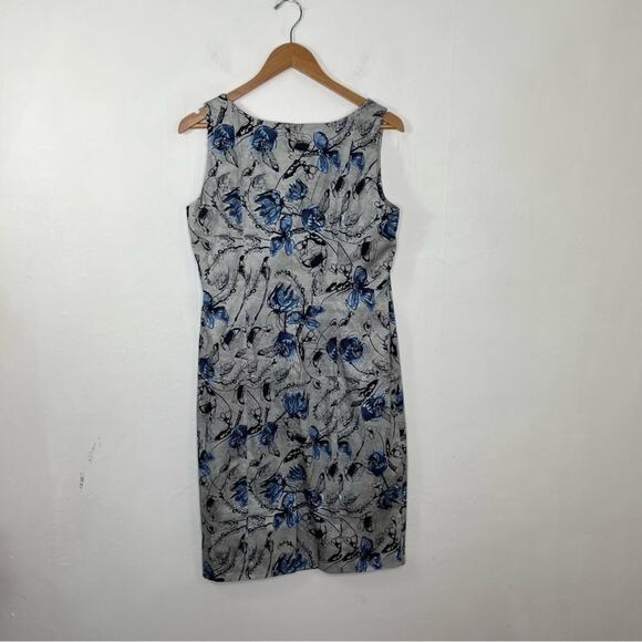 LAVIA 18 Gray Blue Floral Print Scoop Neck Dress Size M - Picture 2 of 12